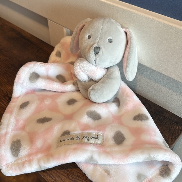 Blankets & Beyond Security Blanket dog puppy gray pink - Picture 3 of 6